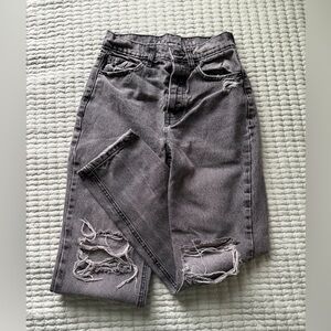 Vanilla Star Gray Distressed 90s Straight Jeans